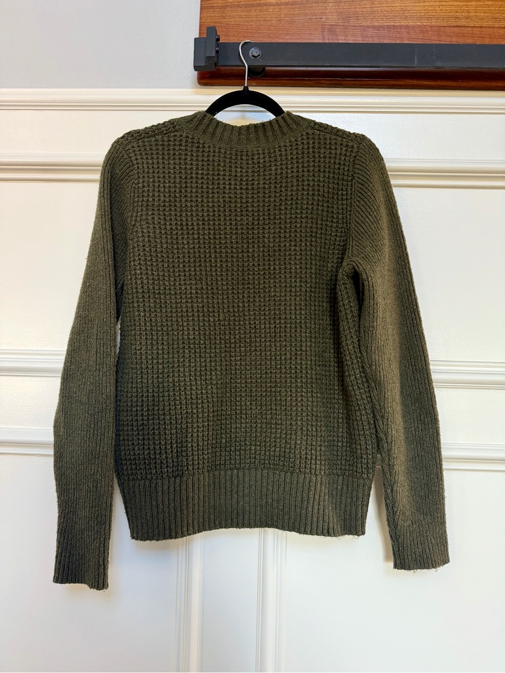 Lucky Brand Olive Green Women's Crewneck Waffle Knit Sweater